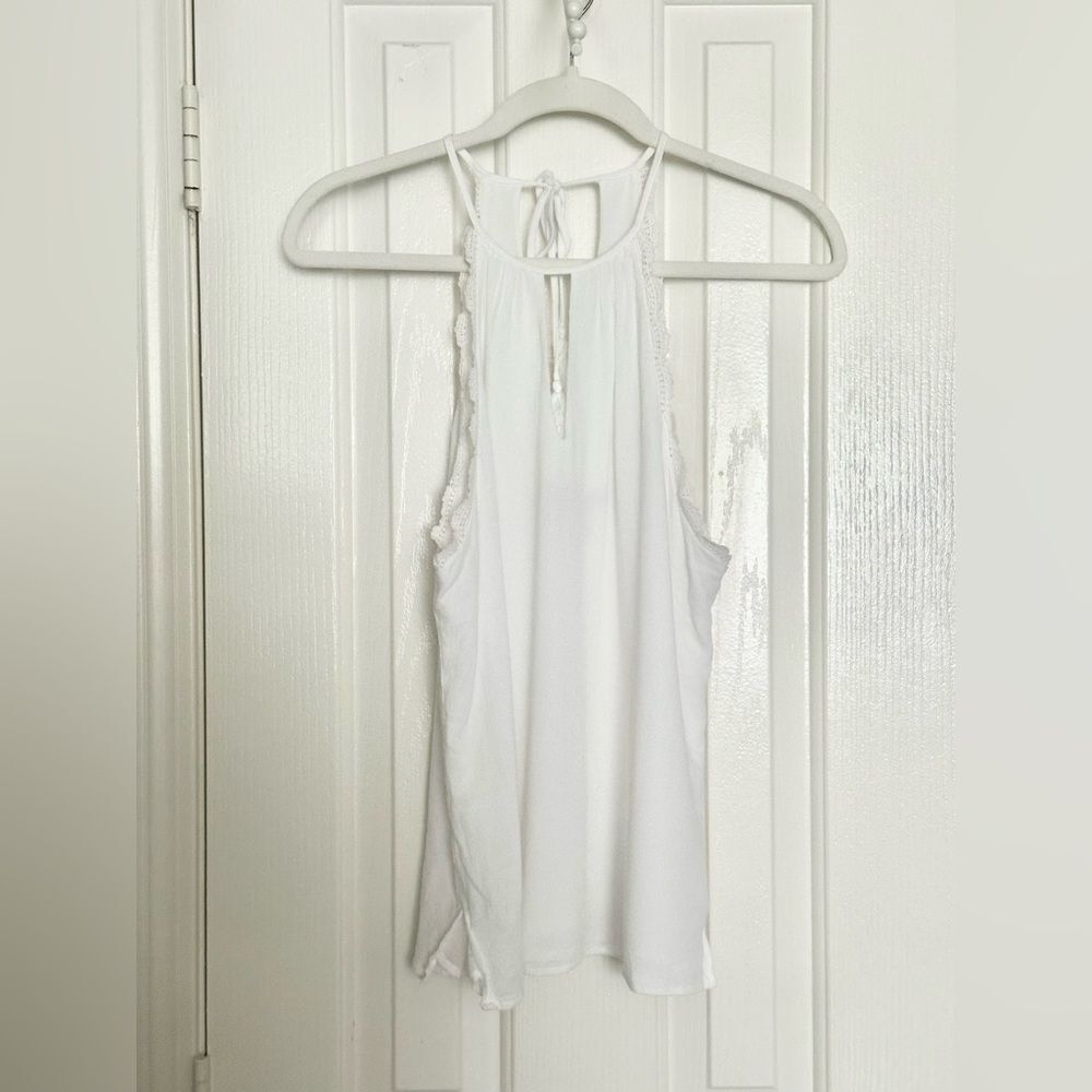 White eyelet trim halter top forever 21 size medium
